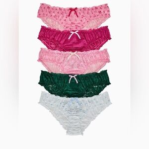 PINK X LoveShackFancy Wink Lace Ruffle Cheeky Panties - Pack Of 5